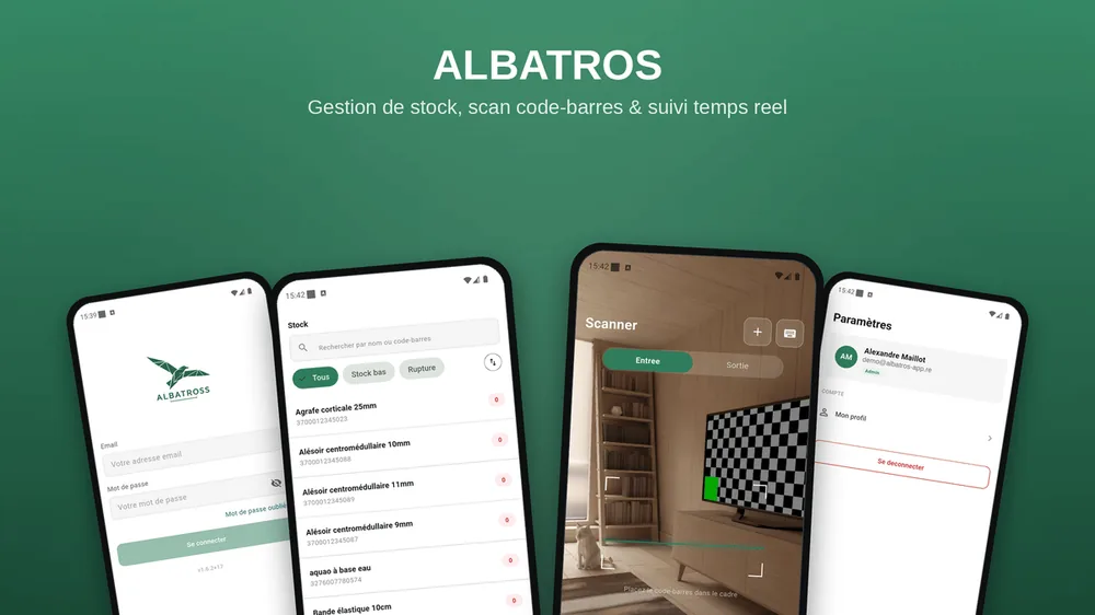 Application Albatros — Application mobile de gestion de stock pour petites entreprises et artisans.